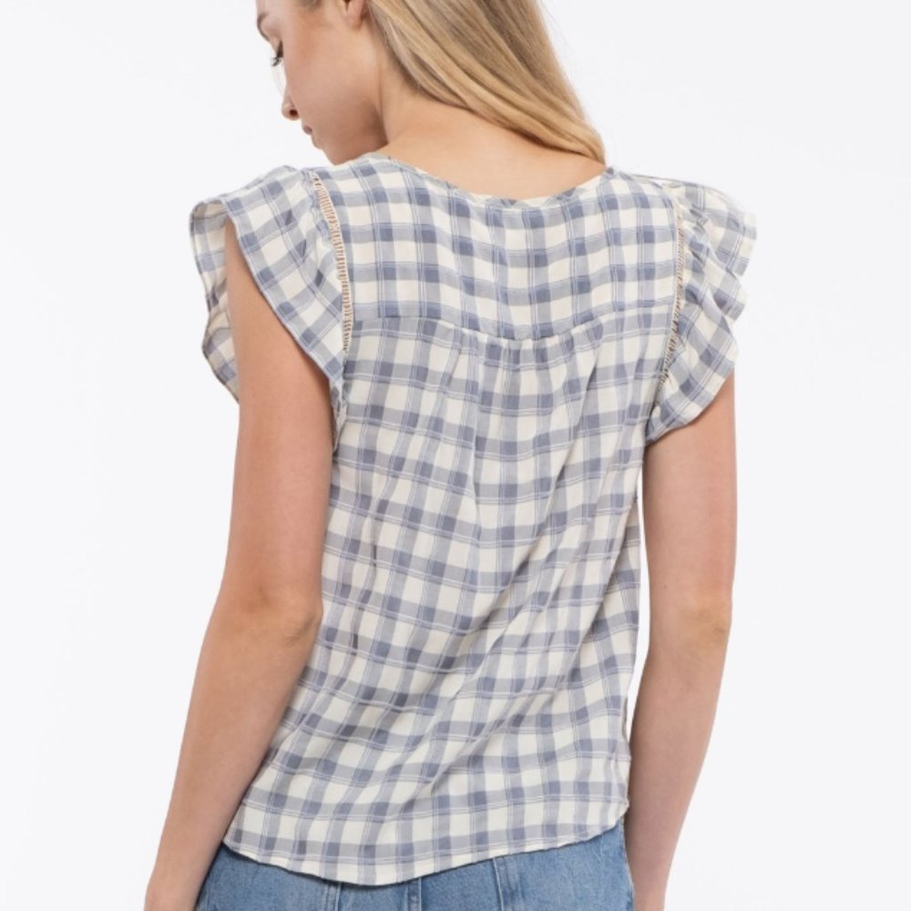 blu pepper Plaid Blouse (S) NWT - Picture 2 of 5